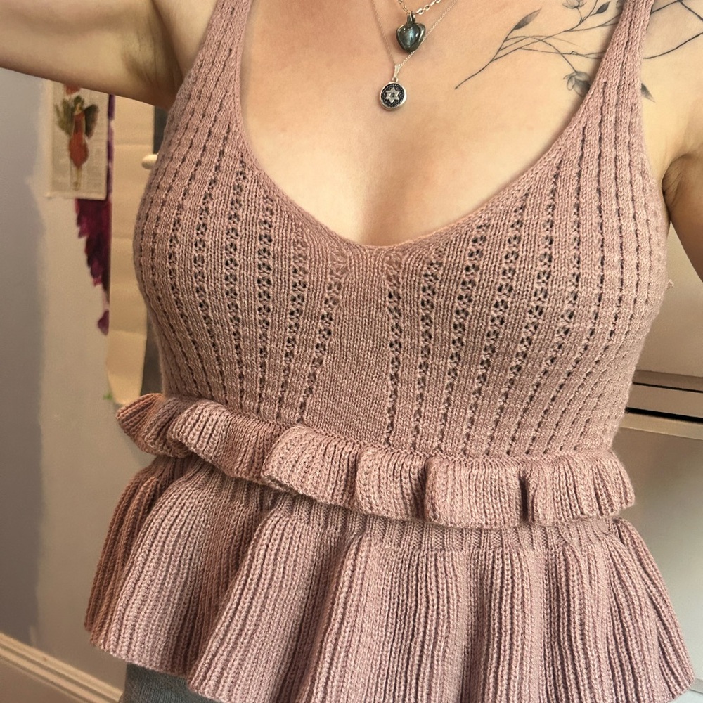 Pink Knit Peplum Top